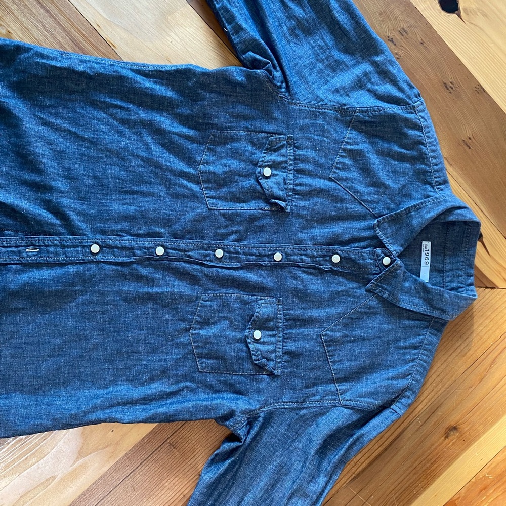 Long sleeve denim/linen shirt